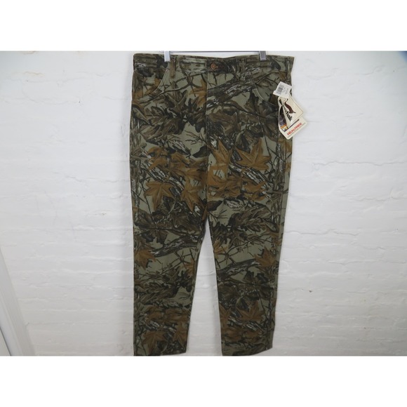 Vintage Duxbak Pants Mens 36x34 Green Realtree Camo Denim Hunting 5 Pocket USA